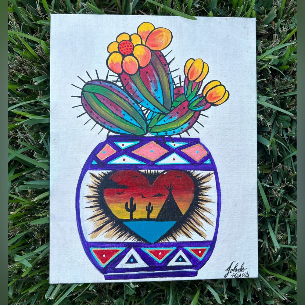 Western Wall Art Cactus Pot Mural